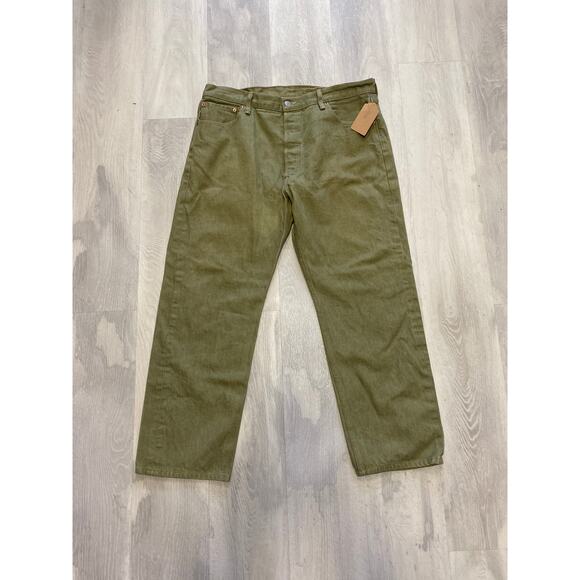 Y2K Levi's 501 Straight Leg Jeans Green Dark Wash Men's Size 38x30 - Picture 1 of 3